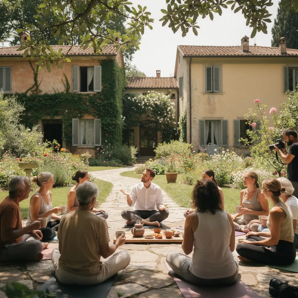 Un infuso di tè alla camomilla servito in un bicchiere trasparente.