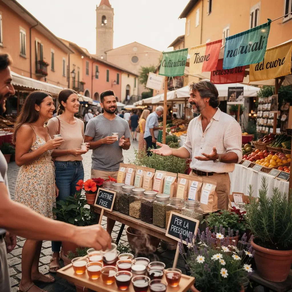 Una teiera in metallo con vapore che esce mentre il tè si prepara.