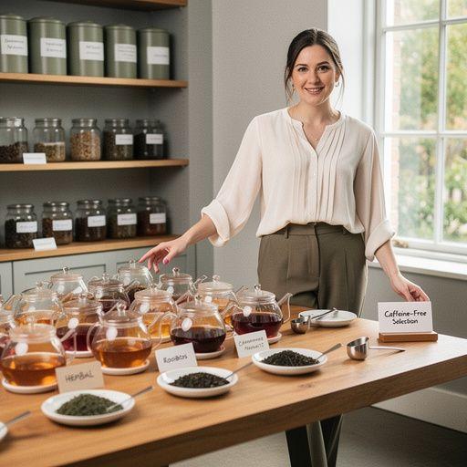 Filtri per tè di diverse varietà disposti su un piano di lavoro.